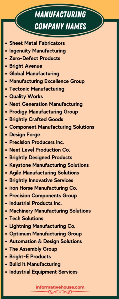 metal manufacturing company names